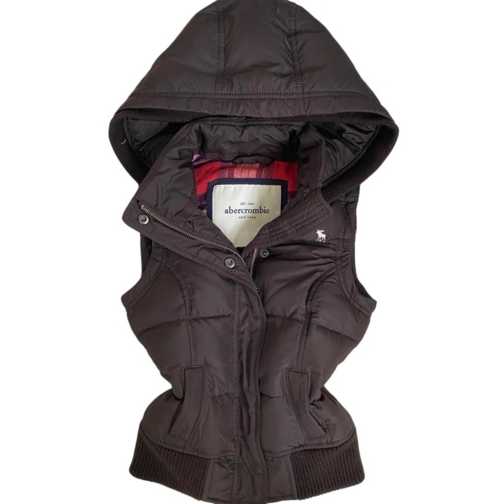 Abercrombie Brown Hooded Puffer Vest